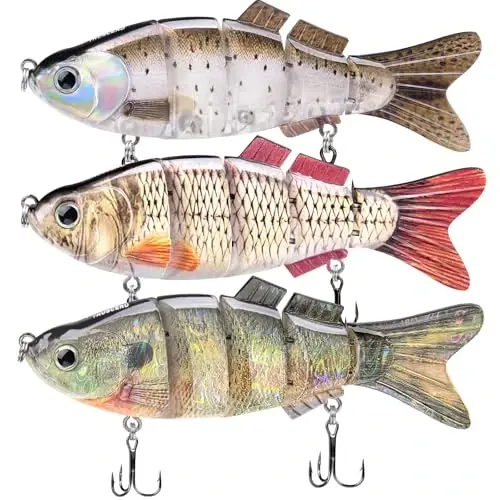 TRUSCEND Easy Catch Swimmax, Magic Noisy Turbulent Wiggling and Vibrating Actions for More Bites, Segmented Swimbait Jointed by Dyneema Strongest Fiber, Lifelike Fishing Lures for Relax Family Fishing - TRUSCEND