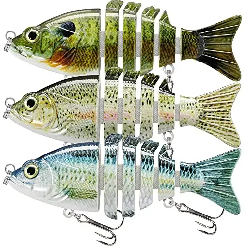 TRUSCEND Easy Catch Swimmax, Magic Noisy Turbulent Wiggling and Vibrating Actions for More Bites, Segmented Swimbait Jointed by Dyneema Strongest Fiber, Lifelike Fishing Lures for Relax Family Fishing - 1