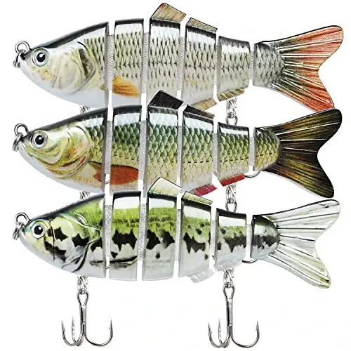 TRUSCEND Easy Catch Swimmax, Magic Noisy Turbulent Wiggling and Vibrating Actions for More Bites, Segmented Swimbait Jointed by Dyneema Strongest Fiber, Lifelike Fishing Lures for Relax Family Fishing - 1