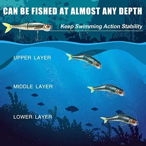 TRUSCEND Easy Catch Swimmax, Magic Noisy Turbulent Wiggling and Vibrating Actions for More Bites, Segmented Swimbait Jointed by Dyneema Strongest Fiber, Lifelike Fishing Lures for Relax Family Fishing - 6