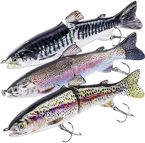 TRUSCEND Easy Catch Swimmax with BKK Hooks, Magic Noisy Wiggling and Vibrating Actions for More Bites, Lifelike Fishing Lures for Bass Trout Walleye Crappie, Strongest Dyneema Fiber Jointed Swimbaits - TRUSCEND