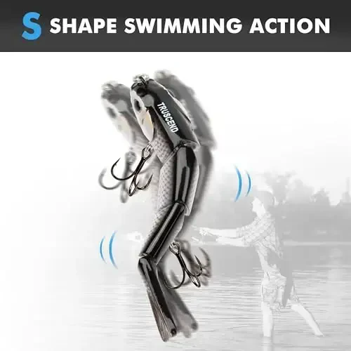 TRUSCEND Easy Catch Swimmax, Magic Noisy Turbulent Wiggling and Vibrating Actions for More Bites, Segmented Swimbait Jointed by Dyneema Strongest Fiber, Lifelike Fishing Lures for Relax Family Fishing - 2