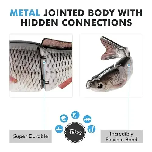 TRUSCEND Easy Catch Swimmax, Magic Noisy Turbulent Wiggling and Vibrating Actions for More Bites, Segmented Swimbait Jointed by Dyneema Strongest Fiber, Lifelike Fishing Lures for Relax Family Fishing - 3