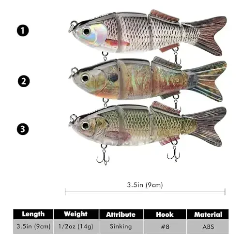 TRUSCEND Easy Catch Swimmax, Magic Noisy Turbulent Wiggling and Vibrating Actions for More Bites, Segmented Swimbait Jointed by Dyneema Strongest Fiber, Lifelike Fishing Lures for Relax Family Fishing - 6