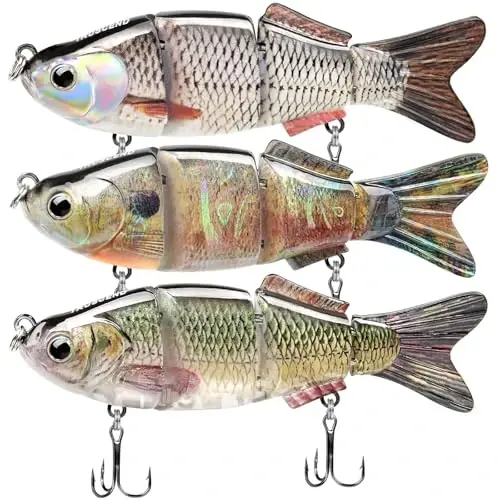 TRUSCEND Easy Catch Swimmax, Magic Noisy Turbulent Wiggling and Vibrating Actions for More Bites, Segmented Swimbait Jointed by Dyneema Strongest Fiber, Lifelike Fishing Lures for Relax Family Fishing 