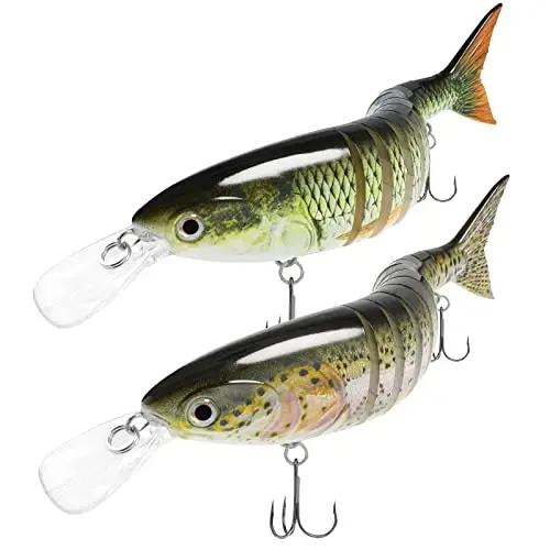TRUSCEND Easy Catch Swimmax with BKK Hooks, Magic Noisy Wiggling and Vibrating Actions for More Bites, Lifelike Fishing Lures for Bass Trout Walleye Crappie, Strongest Dyneema Fiber Jointed Swimbaits 