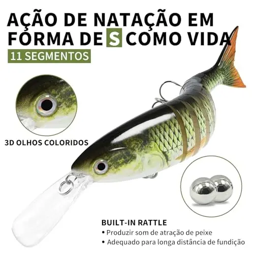 TRUSCEND Easy Catch Swimmax, Magic Noisy Turbulent Wiggling and Vibrating Actions for More Bites, Segmented Swimbait Jointed by Dyneema Strongest Fiber, Lifelike Fishing Lures for Relax Family Fishing - 3