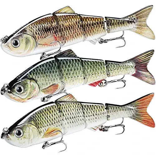 TRUSCEND Easy Catch Swimmax, Magic Noisy Turbulent Wiggling and Vibrating Actions for More Bites, Segmented Swimbait Jointed by Dyneema Strongest Fiber, Lifelike Fishing Lures for Relax Family Fishing - 1