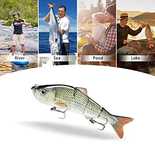 TRUSCEND Easy Catch Swimmax, Magic Noisy Turbulent Wiggling and Vibrating Actions for More Bites, Segmented Swimbait Jointed by Dyneema Strongest Fiber, Lifelike Fishing Lures for Relax Family Fishing - 3