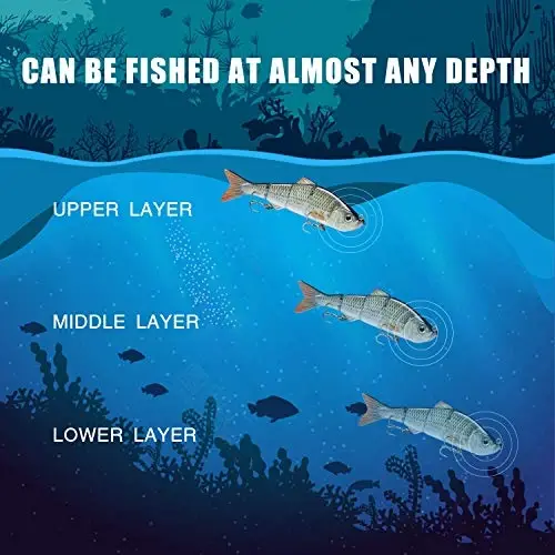 TRUSCEND Easy Catch Swimmax, Magic Noisy Turbulent Wiggling and Vibrating Actions for More Bites, Segmented Swimbait Jointed by Dyneema Strongest Fiber, Lifelike Fishing Lures for Relax Family Fishing - 2