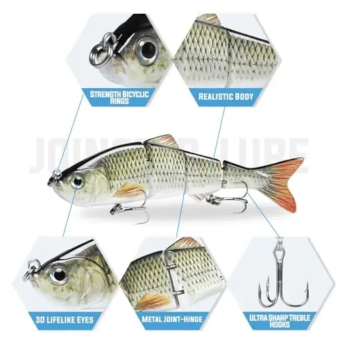 TRUSCEND Easy Catch Swimmax, Magic Noisy Turbulent Wiggling and Vibrating Actions for More Bites, Segmented Swimbait Jointed by Dyneema Strongest Fiber, Lifelike Fishing Lures for Relax Family Fishing - 3