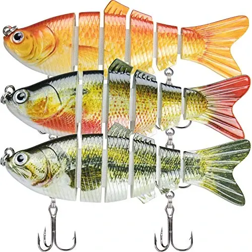 TRUSCEND Easy Catch Swimmax, Magic Noisy Turbulent Wiggling and Vibrating Actions for More Bites, Segmented Swimbait Jointed by Dyneema Strongest Fiber, Lifelike Fishing Lures for Relax Family Fishing - 1