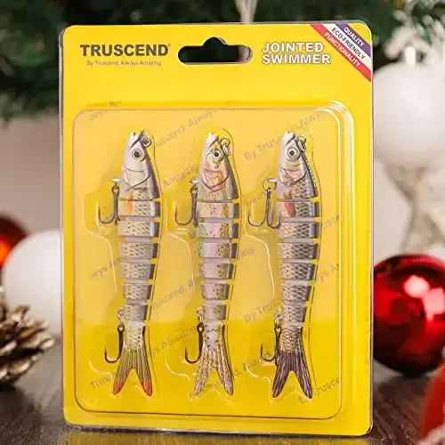 TRUSCEND Easy Catch Swimmax, Magic Noisy Turbulent Wiggling and Vibrating Actions for More Bites, Segmented Swimbait Jointed by Dyneema Strongest Fiber, Lifelike Fishing Lures for Relax Family Fishing - 6