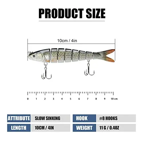 TRUSCEND Easy Catch Swimmax, Magic Noisy Turbulent Wiggling and Vibrating Actions for More Bites, Segmented Swimbait Jointed by Dyneema Strongest Fiber, Lifelike Fishing Lures for Relax Family Fishing - 2