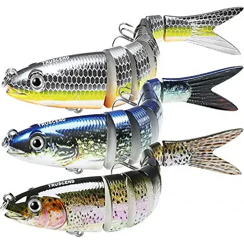 TRUSCEND Easy Catch Swimmax, Magic Noisy Turbulent Wiggling and Vibrating Actions for More Bites, Segmented Swimbait Jointed by Dyneema Strongest Fiber, Lifelike Fishing Lures for Relax Family Fishing 