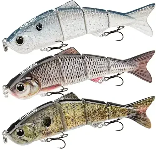 TRUSCEND Easy Catch Swimmax, Magic Noisy Turbulent Wiggling and Vibrating Actions for More Bites, Segmented Swimbait Jointed by Dyneema Strongest Fiber, Lifelike Fishing Lures for Relax Family Fishing - 3