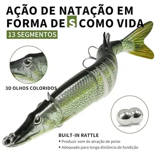 TRUSCEND Easy Catch Swimmax, Magic Noisy Turbulent Wiggling and Vibrating Actions for More Bites, Segmented Swimbait Jointed by Dyneema Strongest Fiber, Lifelike Fishing Lures for Relax Family Fishing - 3