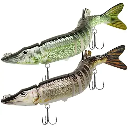 TRUSCEND Easy Catch Swimmax, Magic Noisy Turbulent Wiggling and Vibrating Actions for More Bites, Segmented Swimbait Jointed by Dyneema Strongest Fiber, Lifelike Fishing Lures for Relax Family Fishing - TRUSCEND