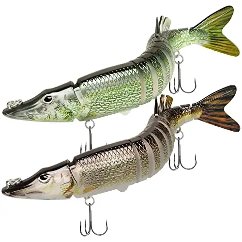TRUSCEND Easy Catch Swimmax, Magic Noisy Turbulent Wiggling and Vibrating Actions for More Bites, Segmented Swimbait Jointed by Dyneema Strongest Fiber, Lifelike Fishing Lures for Relax Family Fishing 