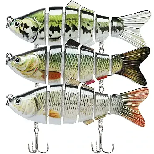 TRUSCEND Easy Catch Swimmax, Magic Noisy Turbulent Wiggling and Vibrating Actions for More Bites, Segmented Swimbait Jointed by Dyneema Strongest Fiber, Lifelike Fishing Lures for Relax Family Fishing - TRUSCEND