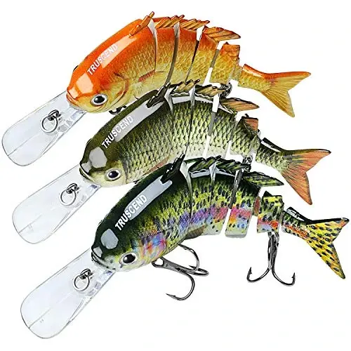 TRUSCEND Easy Catch Swimmax with BKK Hooks, Magic Noisy Wiggling and Vibrating Actions for More Bites, Lifelike Fishing Lures for Bass Trout Walleye Crappie, Strongest Dyneema Fiber Jointed Swimbaits - TRUSCEND