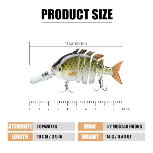 TRUSCEND Easy Catch Swimmax, Magic Noisy Turbulent Wiggling and Vibrating Actions for More Bites, Segmented Swimbait Jointed by Dyneema Strongest Fiber, Lifelike Fishing Lures for Relax Family Fishing - 2