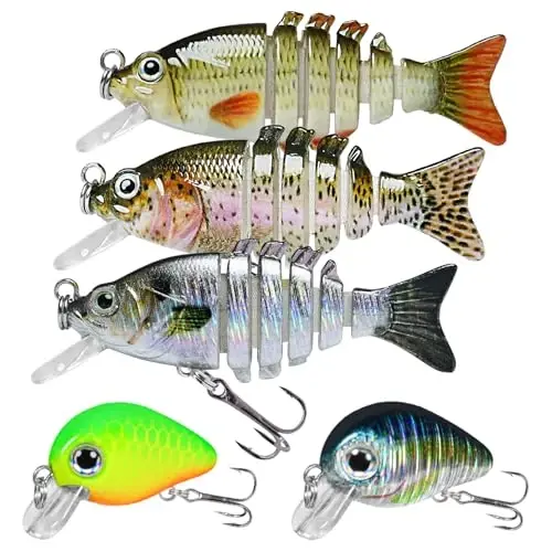 TRUSCEND Easy Catch SwimMax with BKK Hooks, Magic Noisy Wiggling and Vibrating Actions for More Bites, Lifelike Fishing Lures for Bass Trout Walleye Crappie, Strongest Dyneema Fiber Jointed Swimbaits - 1