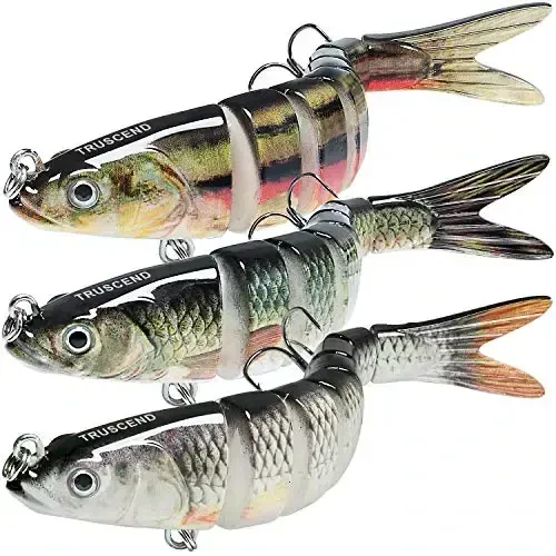 TRUSCEND Easy Catch Swimmax, Magic Noisy Turbulent Wiggling and Vibrating Actions for More Bites, Segmented Swimbait Jointed by Dyneema Strongest Fiber, Lifelike Fishing Lures for Relax Family Fishing - 1