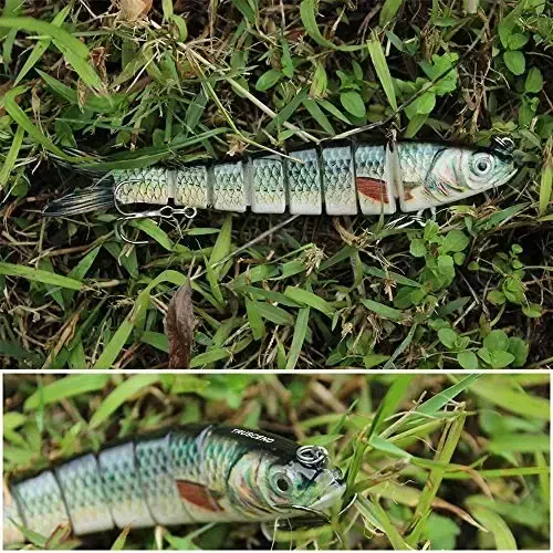 TRUSCEND Easy Catch Swimmax, Magic Noisy Turbulent Wiggling and Vibrating Actions for More Bites, Segmented Swimbait Jointed by Dyneema Strongest Fiber, Lifelike Fishing Lures for Relax Family Fishing - 6