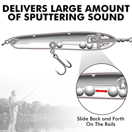 TRUSCEND PoPobait with BKK Hooks, Top Water Plopper Fishing Lures for Bass Walleye Pike Catfish Musky Perch, Floating Lure for Freshwater or Saltwater, Amazing Teasers Fishing Gifts for Family Fishing - 4