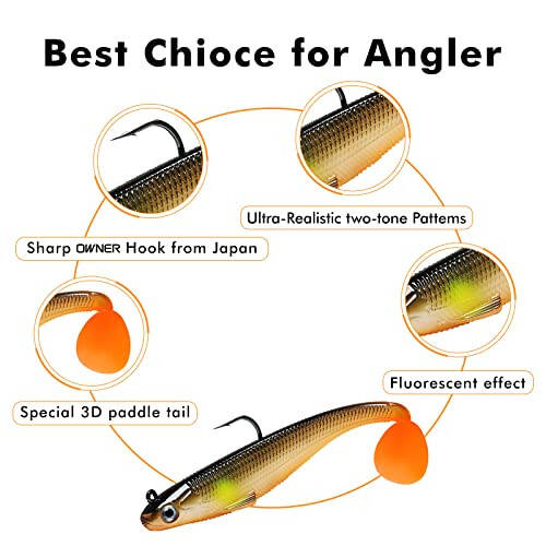 TRUSCEND Pre-Rigged Soft Fishing Lures, Well-Made Easy Catching Lures for Family Fishing, Great Action Swimbait with Spinner, All-Conditions Fishing Gear for Bass Trout Walleye, Crappie Fishing Jigs - 2