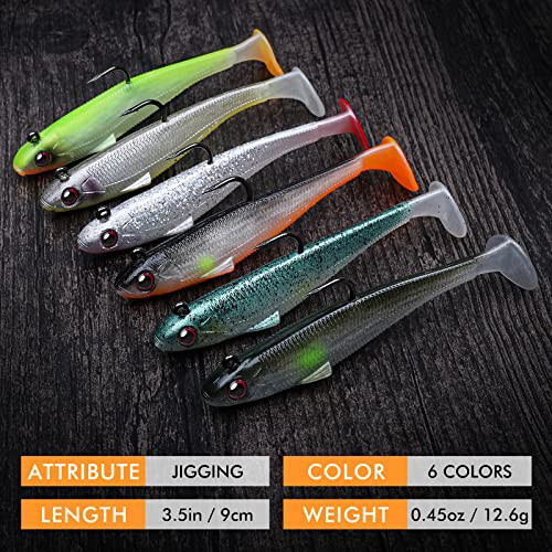 TRUSCEND Pre-Rigged Soft Fishing Lures, Well-Made Easy Catching Lures for Family Fishing, Great Action Swimbait with Spinner, All-Conditions Fishing Gear for Bass Trout Walleye, Crappie Fishing Jigs - 9