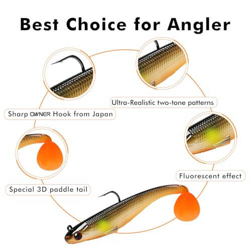 TRUSCEND Pre-Rigged Soft Fishing Lures, Well-Made Easy Catching Lures for Family Fishing, Great Action Swimbait with Spinner, All-Conditions Fishing Gear for Bass Trout Walleye, Crappie Fishing Jigs - 7