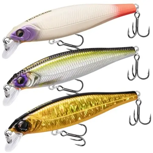 TRUSCEND Suspending Jerkbait, Rattle Minnow Lures with BKK Hooks, Freshwater Bass Trout Striper Walleye Pike Fishing Lures, Variety Pack for All Water Conditions, Premium Fishing Gear and Gifts - 1