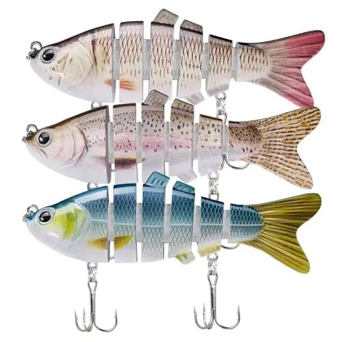 TRUSCEND Swimmax Easy Catch Fishing Lures with BKK Hooks, Wiggling, Vibrating, Rattling and Gurgling for More Bites, Heavy-Duty Dyneema Fiber Jointed Swimbaits for Bass, Trout, Crappie, Walleye, Pike - TRUSCEND