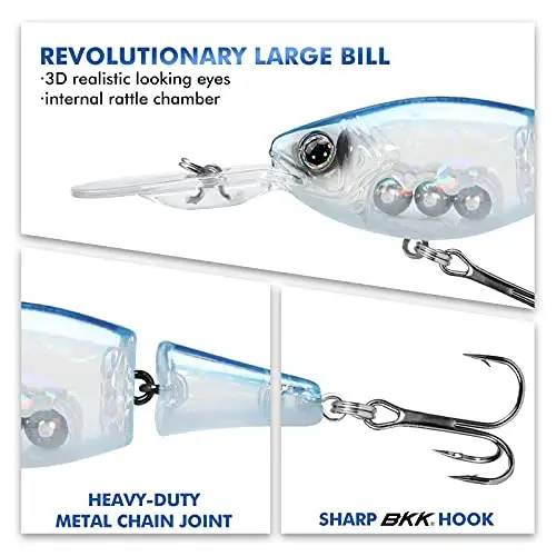 TRUSCEND Easy Catch Swimmax with BKK Hooks, Magic Noisy Wiggling and Vibrating Actions for More Bites, Lifelike Fishing Lures for Bass Trout Walleye Crappie, Strongest Dyneema Fiber Jointed Swimbaits - 3