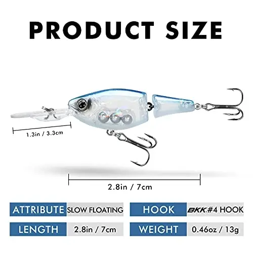 TRUSCEND Easy Catch Swimmax with BKK Hooks, Magic Noisy Wiggling and Vibrating Actions for More Bites, Lifelike Fishing Lures for Bass Trout Walleye Crappie, Strongest Dyneema Fiber Jointed Swimbaits - 2