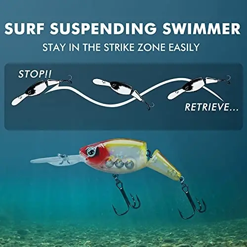 TRUSCEND Easy Catch Swimmax with BKK Hooks, Magic Noisy Wiggling and Vibrating Actions for More Bites, Lifelike Fishing Lures for Bass Trout Walleye Crappie, Strongest Dyneema Fiber Jointed Swimbaits - 4