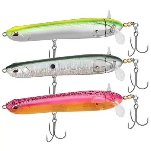 TRUSCEND Top Water Fishing Lures with BKK Hooks, Easy Catch Plopper Lure for Freshwater or Saltwater, Floating Lures for Bass, Pike, Catfish, Surface Wobble PoPobait Bass Baits Fishing Gifts for Men - TRUSCEND