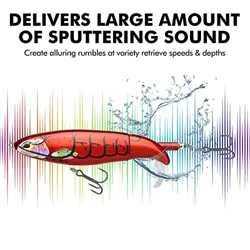 TRUSCEND Top Water Fishing Lures with BKK Hooks, Easy Catch Plopper Lure for Freshwater or Saltwater, Floating Lures for Bass, Pike, Catfish, Surface Wobble PoPobait Bass Baits Fishing Gifts for Men - 5