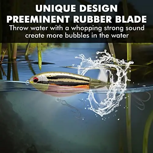 TRUSCEND Top Water Fishing Lures with BKK Hooks, Multifunction Plopper Fishing Lures for Bass Catfish Pike Perch, Topwater Bass Bait Lure with Propeller Tail, Pencil Floating Lure - 3