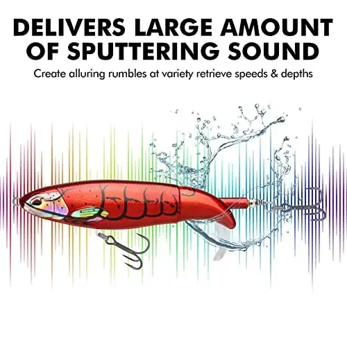 TRUSCEND Top Water Fishing Lures with BKK Hooks, Multifunction Plopper Fishing Lures for Bass Catfish Pike Perch, Topwater Bass Bait Lure with Propeller Tail, Pencil Floating Lure - 3