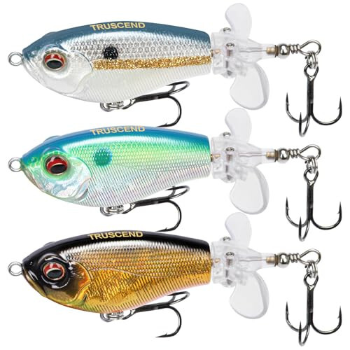 TRUSCEND Top Water Fishing Lures with BKK Hooks, Whopper Fishing Lure for Freshwater or Saltwater, Floating Lure for Bass Catfish Pike, Fishing Wobble Surface Bass Baits Teasers Fishing Gifts for Men - 6