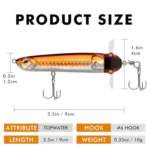 TRUSCEND Top Water Fishing Lures with BKK Hooks, Whopper Fishing Lure for Freshwater or Saltwater, Floating Lure for Bass Catfish Pike, Fishing Wobble Surface Bass Baits Teasers Fishing Gifts for Men - 7