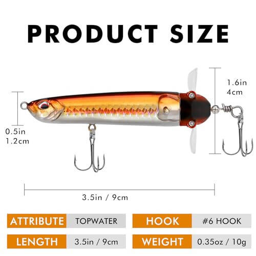 TRUSCEND Top Water Fishing Lures with BKK Hooks, Whopper Fishing Lure for Freshwater or Saltwater, Floating Lure for Bass Catfish Pike, Fishing Wobble Surface Bass Baits Teasers Fishing Gifts for Men - 7