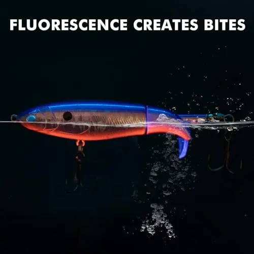 TRUSCEND Top Water Fishing Lures with BKK Hooks, Whopper Fishing Lure for Freshwater or Saltwater, Floating Lure for Bass Catfish Pike, Fishing Wobble Surface Bass Baits Teasers Fishing Gifts for Men - 5