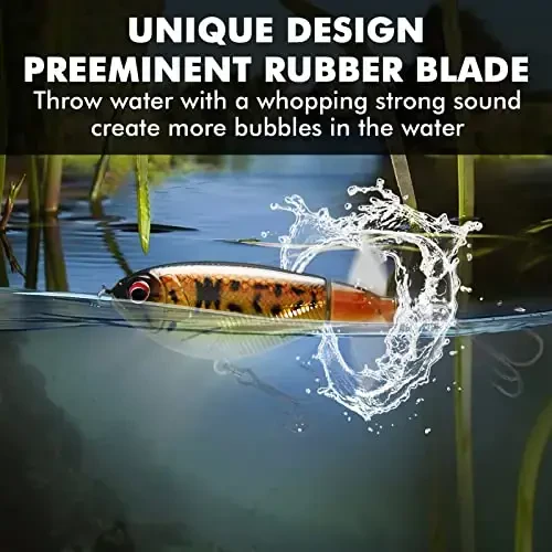 TRUSCEND Top Water Fishing Lures with BKK Hooks, Whopper Lure for Freshwater or Saltwater, Floating Lures for Bass Catfish Pike, Surface Wobble PoPobait Bass Baits Teasers Fishing Gifts for Men - 3