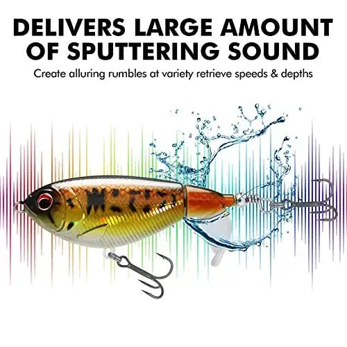 TRUSCEND Top Water Fishing Lures with BKK Hooks, Whopper Lure for Freshwater or Saltwater, Floating Lures for Bass Catfish Pike, Surface Wobble PoPobait Bass Baits Teasers Fishing Gifts for Men - 5
