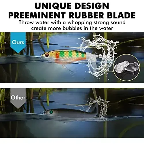 TRUSCEND Top Water Fishing Lures with BKK Hooks, Whopper Lure for Freshwater or Saltwater, Floating Lures for Bass Catfish Pike, Surface Wobble PoPobait Bass Baits Teasers Fishing Gifts for Men - 3