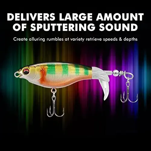 TRUSCEND Top Water Fishing Lures with BKK Hooks, Whopper Lure for Freshwater or Saltwater, Floating Lures for Bass Catfish Pike, Surface Wobble PoPobait Bass Baits Teasers Fishing Gifts for Men - 5